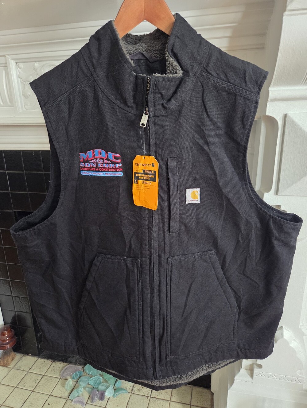 Carhartt Loose Fit Duck sherpa-lined mock-neck vest - XL BLACK